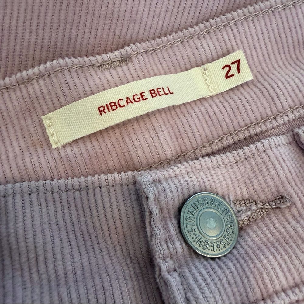 NEW Levi's Ribcage Bell Jeans Keepsake Lilac Stretch Corduroy Pants Size 27 - Picture 7 of 9